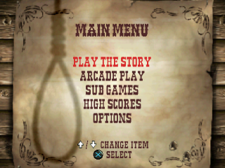 Gunfighter The Legend of Jesse James title screen for Playstation